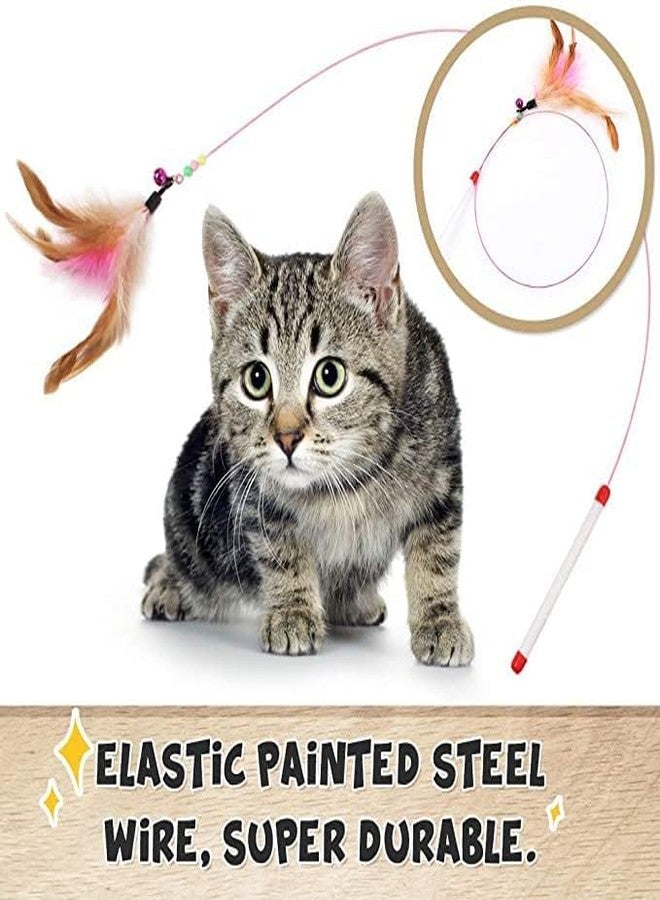 GOLD MAX Cat Wand, Interactive Feather Toy, Cats Teaser Wands, Pet Fishing Rod with Feathers Balls & Bells, Fun Catcher Cats Stick Toy, Kitty Activity Teaser for Cats, Kitten -1N (Color May Vary) - Image 4